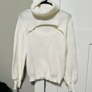 Pink Lily White Cowl Neck Sweater